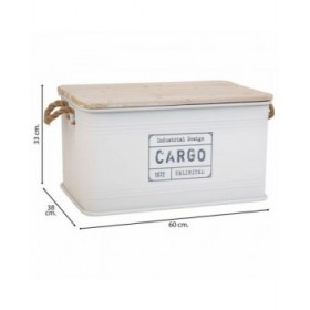 Baule Alexandra House Living Cargo Bianco Canapa Metallo Legno di abete 38 x 60 x 33 cm