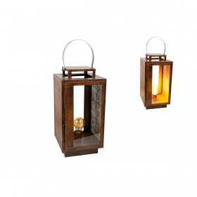 Lampada da tavolo Romimex Marrone Metallo 20 x 36 x 20 cm Lanterna