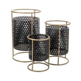 Set di vasi da fiori Alexandra House Living Nero Metallo Ferro 27 x 74 x 27 cm 3 Pezzi
