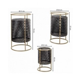 Set di vasi da fiori Alexandra House Living Nero Metallo Ferro 27 x 74 x 27 cm 3 Pezzi