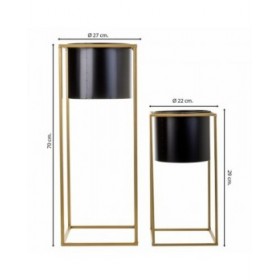 Set di vasi da fiori Alexandra House Living Nero Metallo Ferro 26 x 178 x 26 cm 2 Pezzi