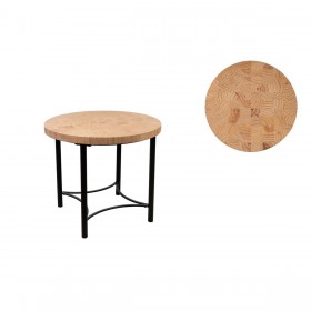 Tavolo aggiuntivo Romimex Nero Naturale Metallo Legno di pino 50 x 52 x 50 cm