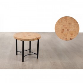 Tavolo aggiuntivo Romimex Nero Naturale Metallo Legno di pino 60 x 45 x 60 cm