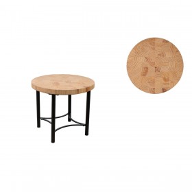 Tavolo aggiuntivo Romimex Nero Naturale Metallo Legno di pino 60 x 45 x 60 cm