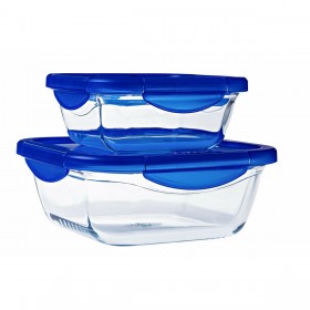 Contenitore per Conservare gli Alimenti Pyrex Azzurro Trasparente 800 ml (2 Unità)