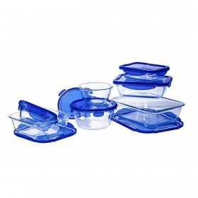 Contenitore per Conservare gli Alimenti Pyrex Azzurro Trasparente 800 ml (2 Unità)