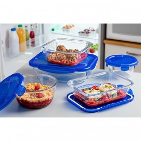 Contenitore per Conservare gli Alimenti Pyrex Azzurro Trasparente Rotonda 1,6 L (6 Pezzi)