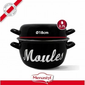 Pentola Menastyl Nero Acciaio smaltato e con rifinitura in vetro