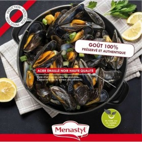 Pentola Menastyl Nero Acciaio smaltato e con rifinitura in vetro