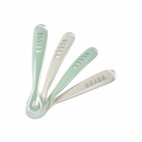Posate Béaba Verde Grigio Silicone 4 Pezzi (4 Unità)