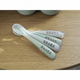 Posate Béaba Verde Grigio Silicone 4 Pezzi (4 Unità)