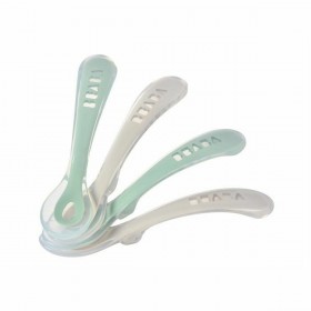 Posate Béaba Verde Grigio Silicone 4 Pezzi (4 Unità)