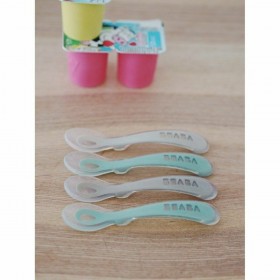 Posate Béaba Verde Grigio Silicone 4 Pezzi (4 Unità)