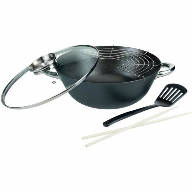 Padella Wok GSW Acciaio Acciaio forgiato Ø 32 cm 4 Pezzi