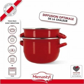 Pentola Menastyl Nero Acciaio smaltato e con rifinitura in vetro