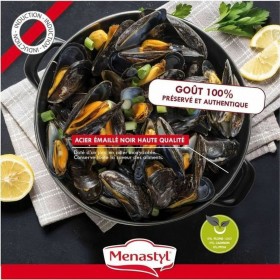 Pentola Menastyl Nero Acciaio smaltato e con rifinitura in vetro