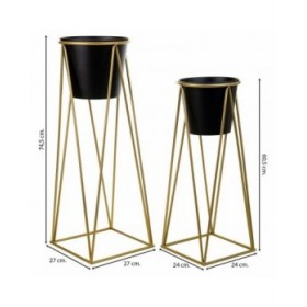 Set di vasi da fiori Alexandra House Living Nero Metallo Ferro 26 x 68 x 80 cm 2 Pezzi