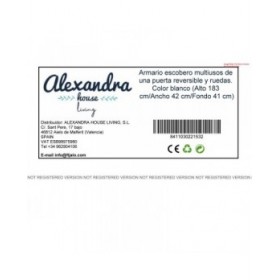 Armadio per Scope Alexandra House Living Bianco Legno MDP 42 x 183 x 41 cm 1 ușă Reversibile Con ruote