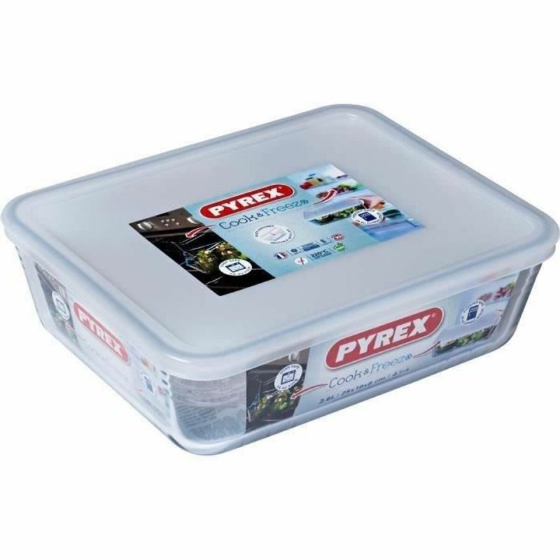 Contenitore per Conservare gli Alimenti Pyrex Bianco Nero Trasparente Clear Rettangolare
