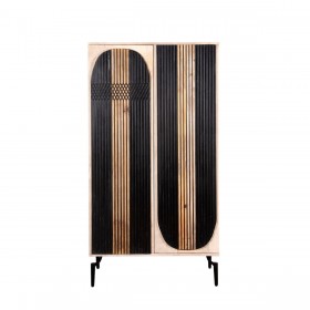Armadio Romimex Nero Naturale Legno di mango 45 x 170 x 90 cm