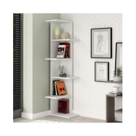 Scaffale ad Angolo Alexandra House Living Bianco Legno MDP 37 x 141 x 24 cm 4 Mensole