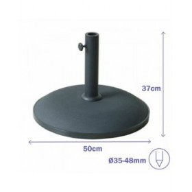 Marbueno Base Ombrellone Rotonda Cemento 50x37 cm 25KG Nero Giardino, Piscina, Terrazza