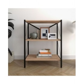 Libreria Alexandra House Living Nero Rovere Metallo Legno MDP 66 x 85 x 34 cm industriale 3 Mensole