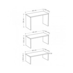 Set di 3 tavoli Alexandra House Living Bianco Legno MDP 32 x 65 x 30 cm 24 x 65 x 30 cm 39 x 65 x 30 cm
