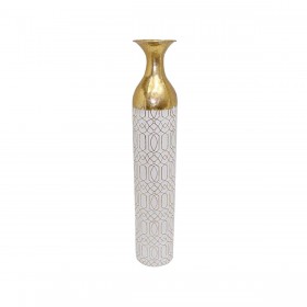 Vaso da pavimento Alexandra House Living Bianco Dorato Metallo 15 x 86 x 15 cm