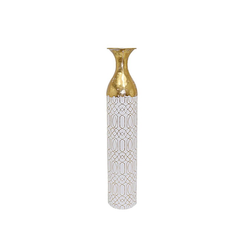 Vaso da pavimento Alexandra House Living Bianco Dorato Metallo 15 x 78 x 15 cm