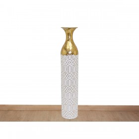Vaso da pavimento Alexandra House Living Bianco Dorato Metallo 15 x 78 x 15 cm