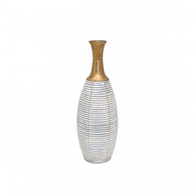 Vaso da pavimento Alexandra House Living Bianco Dorato Metallo 20 x 62 x 20 cm