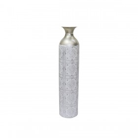 Vaso da pavimento Alexandra House Living Bianco Argentato Metallo 17 x 76 x 17 cm
