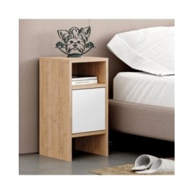 Comodino Alexandra House Living Bianco Marrone Legno MDP 29 x 59 x 29 cm 1 ușă