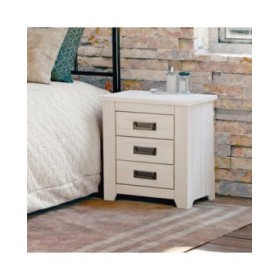 Comodino Alexandra House Living Bianco Metallo Legno di pino 43 x 50 x 32 cm 3 cassetti