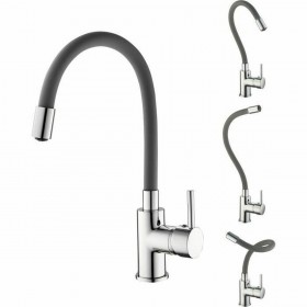 Rubinetto Monocomando Rousseau Ilo Grigio Metallo Tubo flessibile