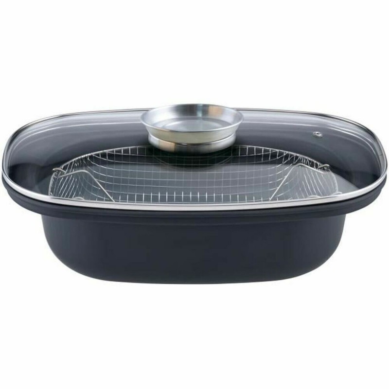Padella per Friggere con Cestino GSW 414593 Nero Vetro Acciaio inossidabile Acciaio Smaltato
