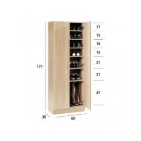Armadio scarpiera Alexandra House Living Marrone Chiaro 59 x 171 x 35 cm 2 porte 7 Mensole