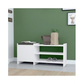 Panca portascarpe Alexandra House Living Bianco Grigio 100 x 44 x 35 cm 2 Mensole 1 ușă