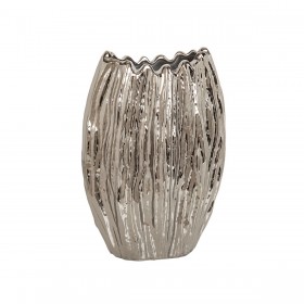 Vaso Romimex Bianco Argentato Ceramica 16 x 26 x 16 cm