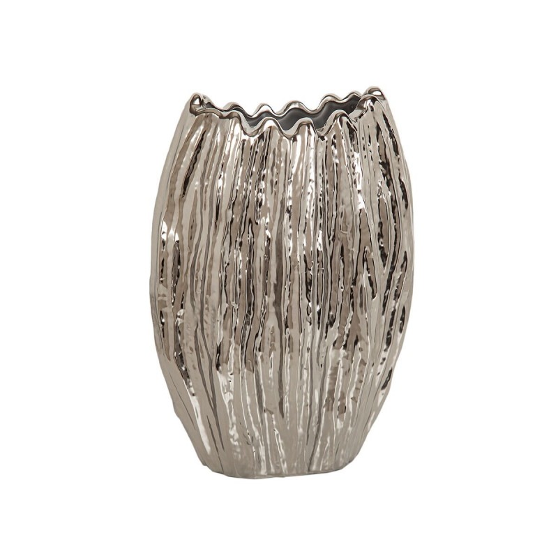 Vaso Romimex Bianco Argentato Ceramica 16 x 26 x 16 cm