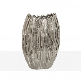 Vaso Romimex Bianco Argentato Ceramica 16 x 26 x 16 cm