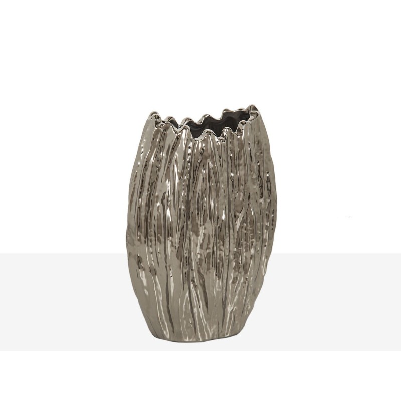 Vaso Romimex Bianco Argentato Ceramica 13 x 20 x 13 cm