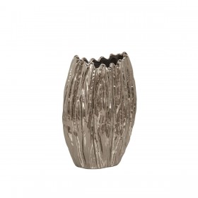 Vaso Romimex Bianco Argentato Ceramica 13 x 20 x 13 cm
