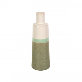 Vaso Romimex Verde Crema Ceramica 12 x 35 x 12 cm