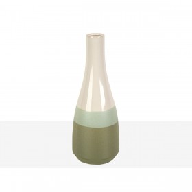 Vaso Romimex Verde Crema Ceramica 11 x 30 x 11 cm