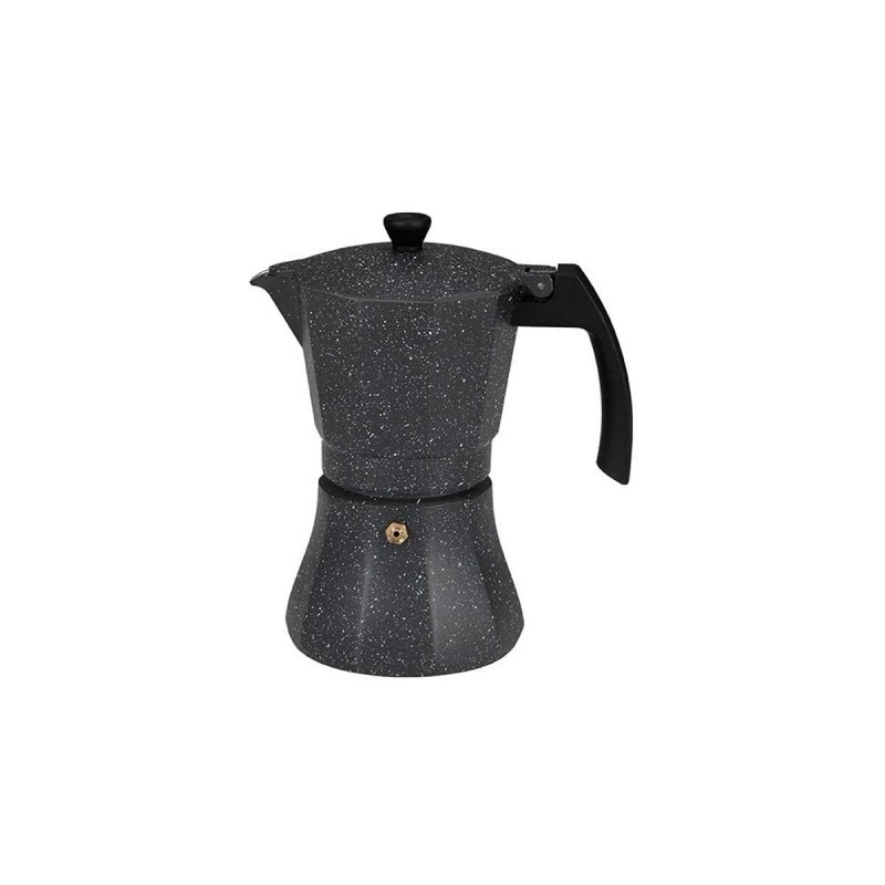 Caffettiera Italiana EDM Nero Alluminio 6 Tazze Induzione