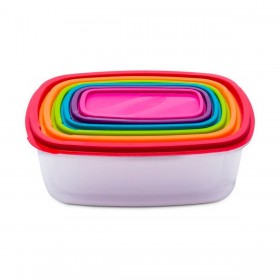 Set di 6 scatole porta pranzo 5five Simply Smart polipropilene 300 ml 225 ml 175 ml 12,5 ml 0,3 g 245 ml Multicolore Rettangolar