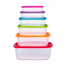 Set di 6 scatole porta pranzo 5five Simply Smart polipropilene 300 ml 225 ml 175 ml 12,5 ml 0,3 g 245 ml Multicolore Rettangolar