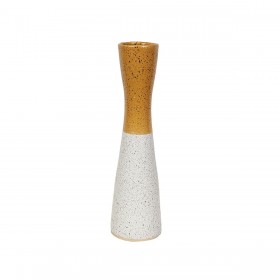 Vaso Romimex Giallo Bianco Ceramica 12 x 43 x 12 cm